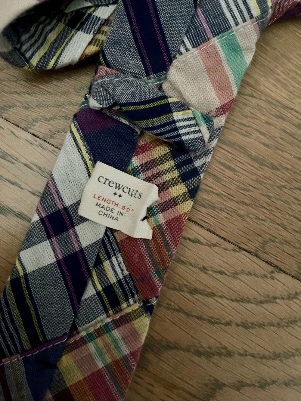 J.Crew Boys' summer plaid patchwork tie / 52 / COVE MULTI. 100% cotton.